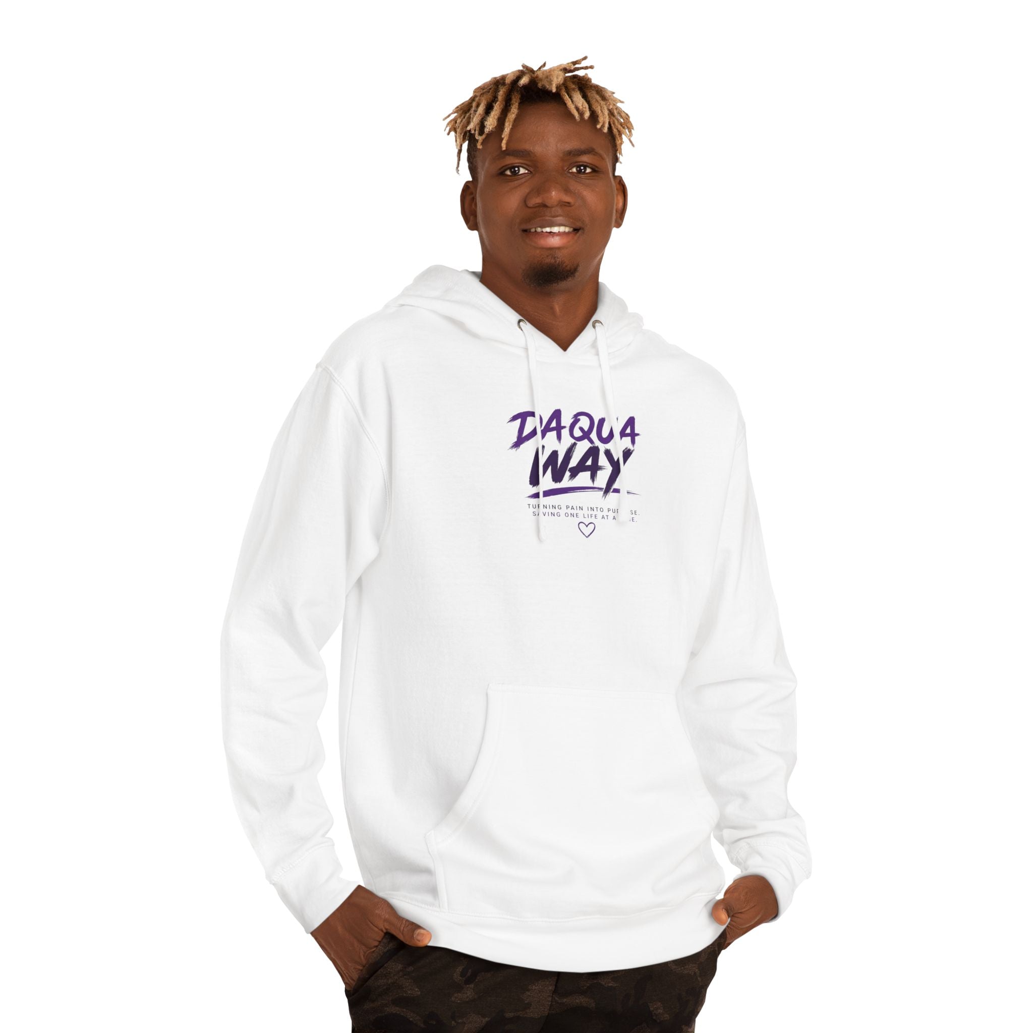 Hoodie — "Daqua Way" Awareness Hoodie with "Educate. Advocate. Prevent. Save Lives." Back Print