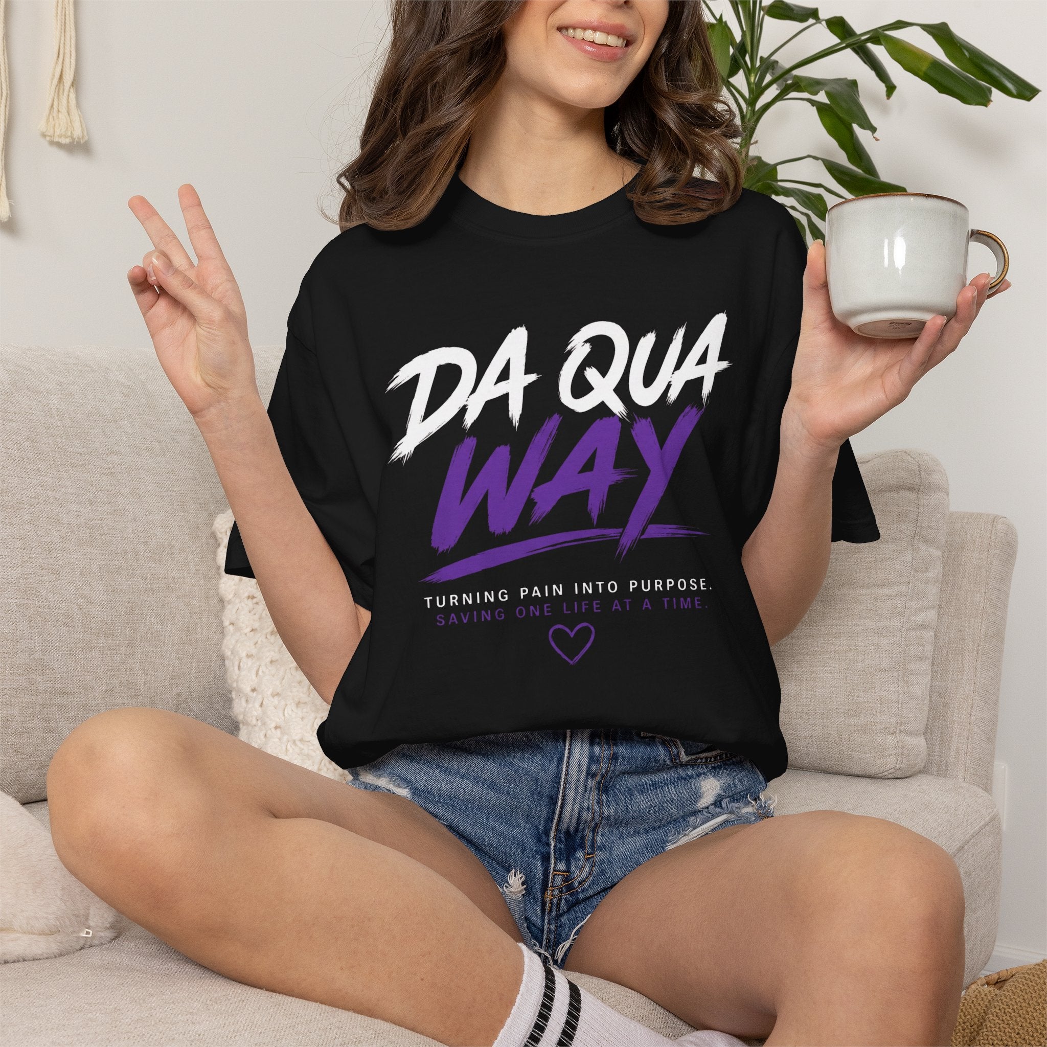 DA QUA WAY Awareness T-Shirt — Educate, Advocate, Prevent (Black)