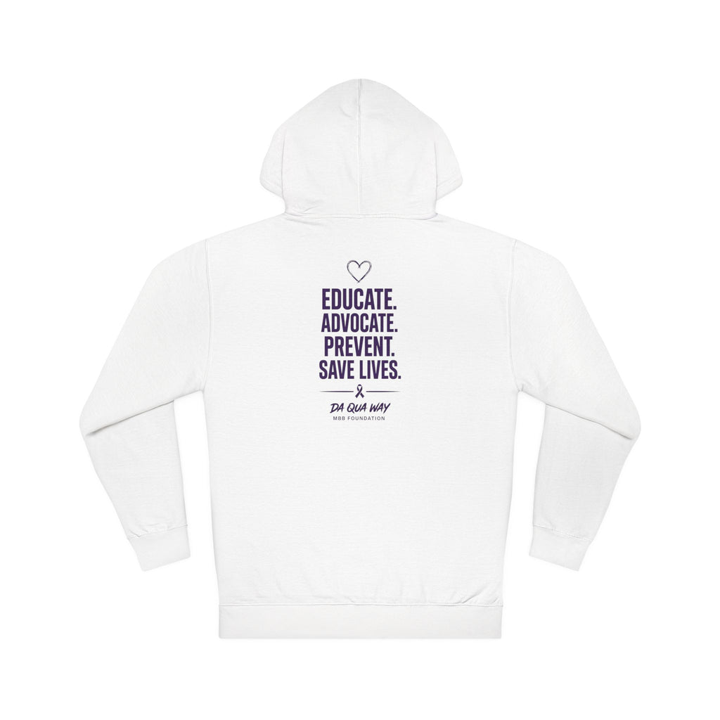 Hoodie — "Daqua Way" Awareness Hoodie with "Educate. Advocate. Prevent. Save Lives." Back Print