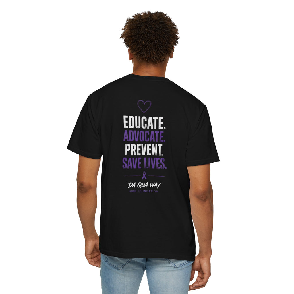 DA QUA WAY Awareness T-Shirt — Educate, Advocate, Prevent (Black)