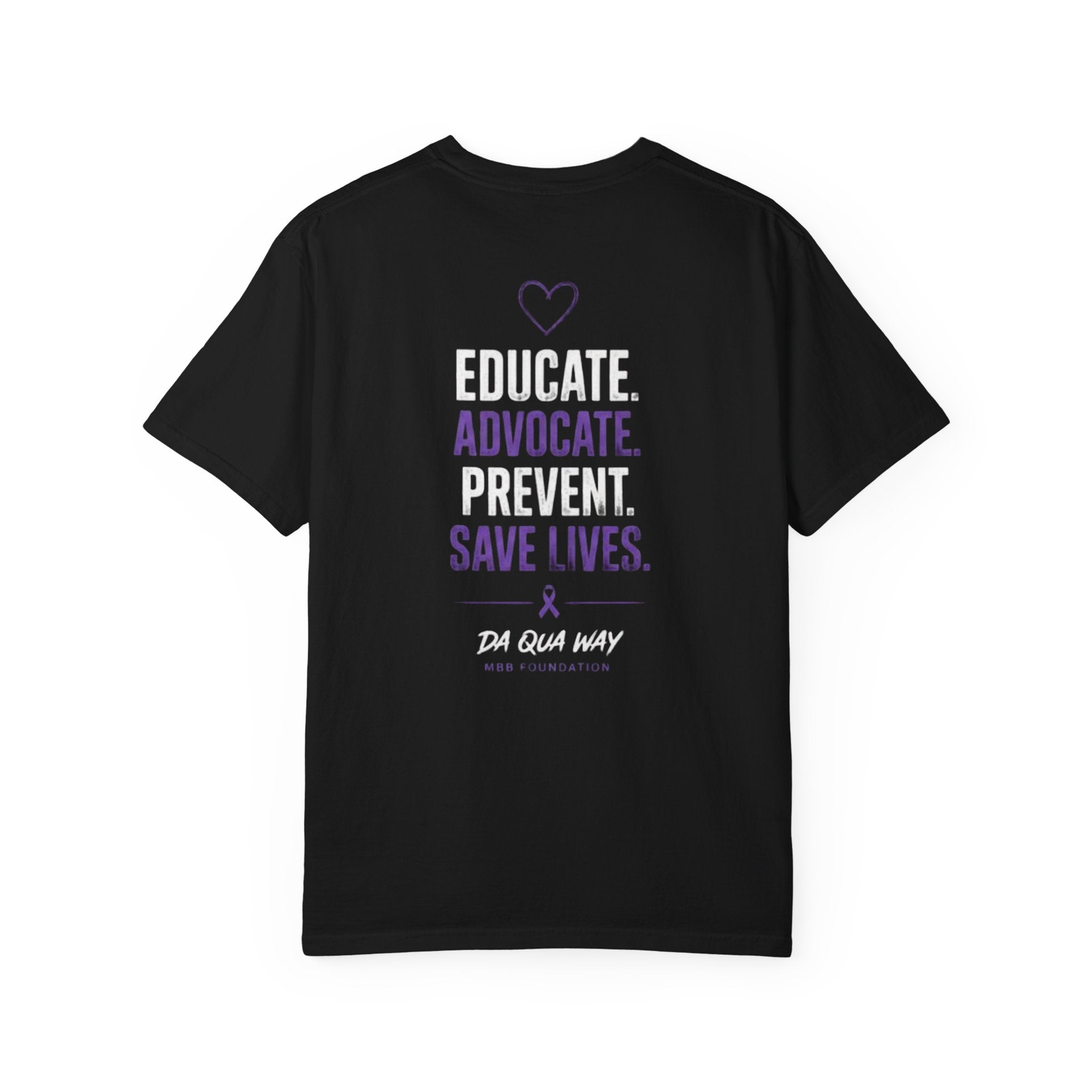 DA QUA WAY Awareness T-Shirt — Educate, Advocate, Prevent (Black)